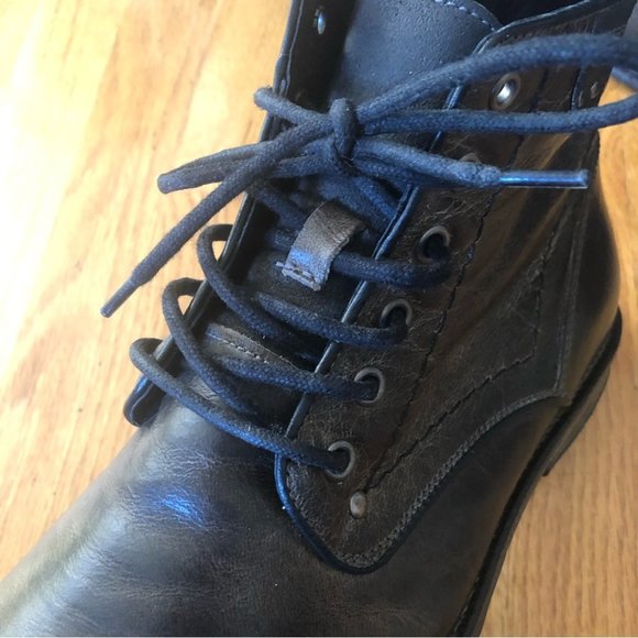 Steve Madden ULTIMATE Leather Boots Lace Up Rugged Gray - Picture 12 of 13